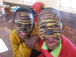 Two tigers give a roar. The kids loved the facepainting... yet another thing we couldn't have done if we didn't have enough volunteers