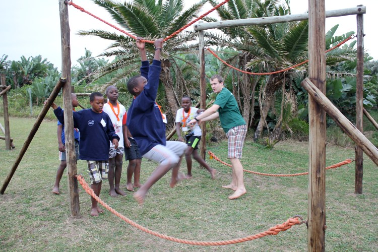 David led the teams through the obstacle course. 