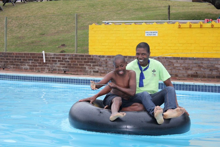 The pool is always a big hit! Kids had free time in the pool, but also played a game where they had to transfer their entire team across without getting in the water. 